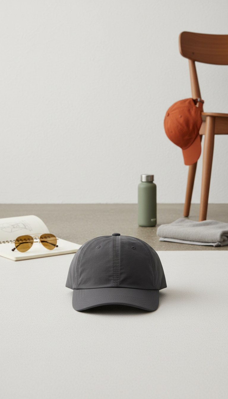 Charcoal structured nylon cap