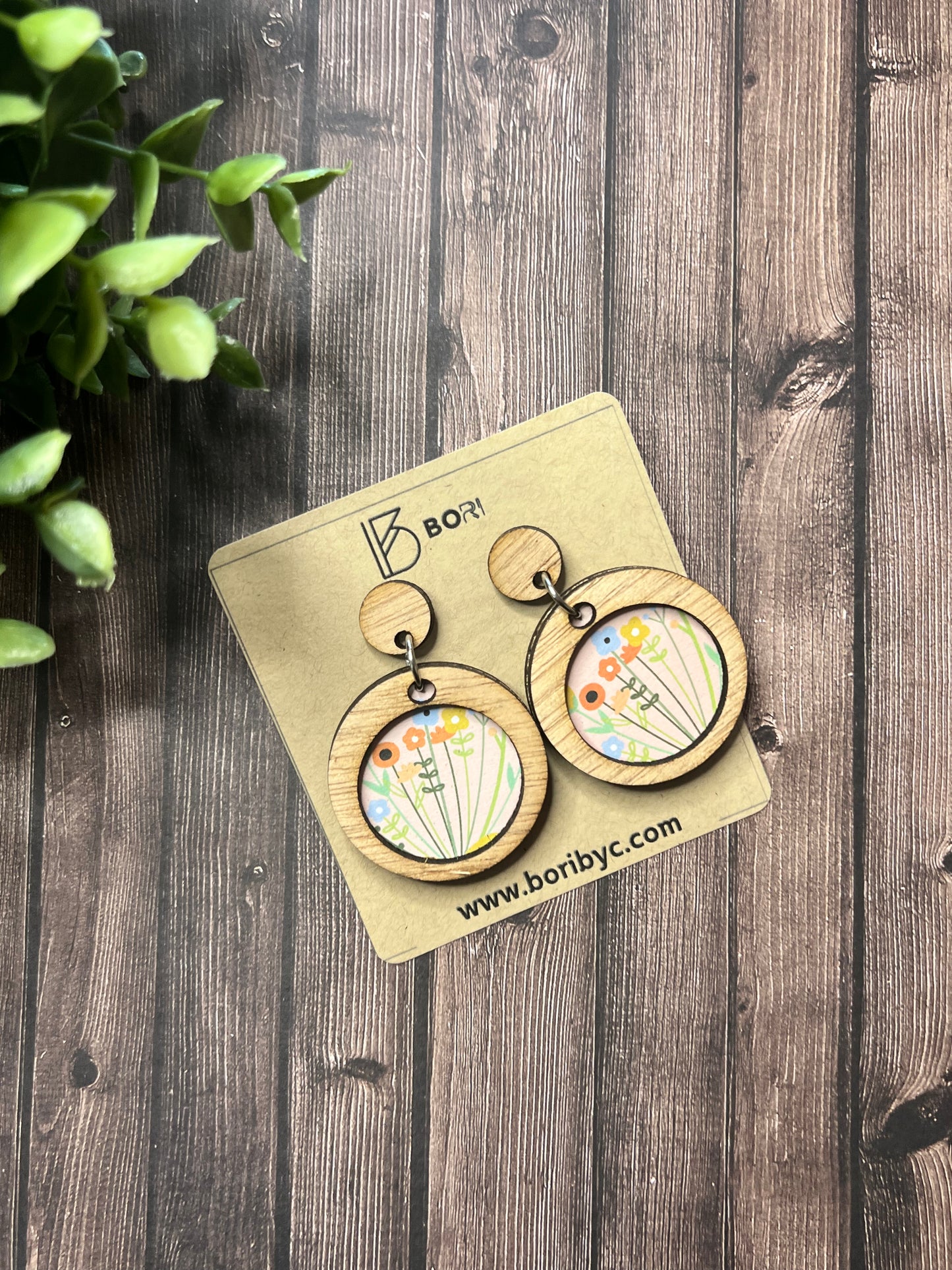 Circle Wood Paper Earrings