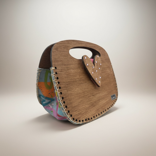 Wood Heart Rainbow