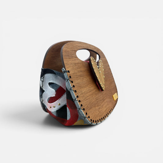 Wood Heart Red & White