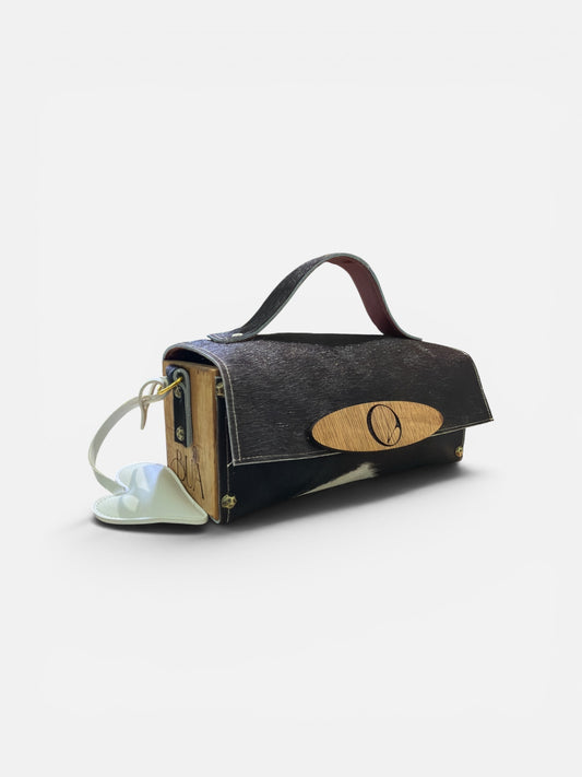 Cartera Milagros Hairy| Cuero y Madera Hecha en Puerto Rico