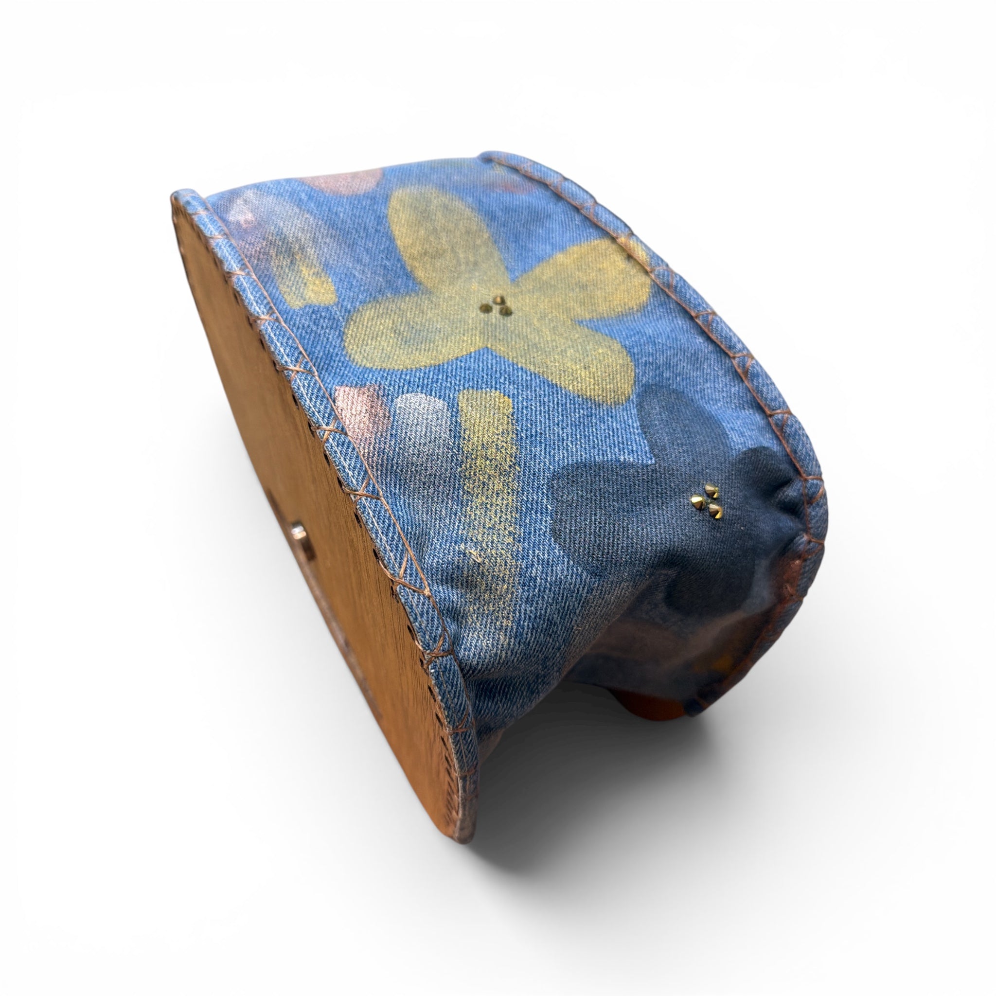 Wood Flower | Cartera en Madera y Denim Pintada a Mano | BUA