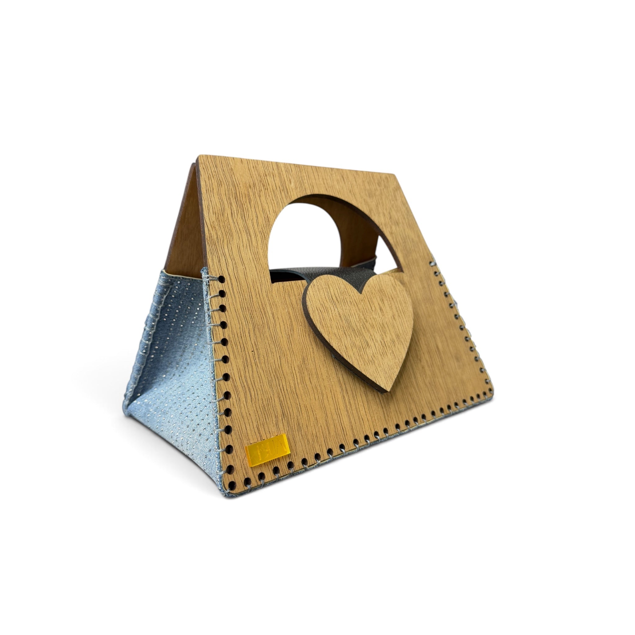 Cartera Xamira Brillo| Denim y Madera