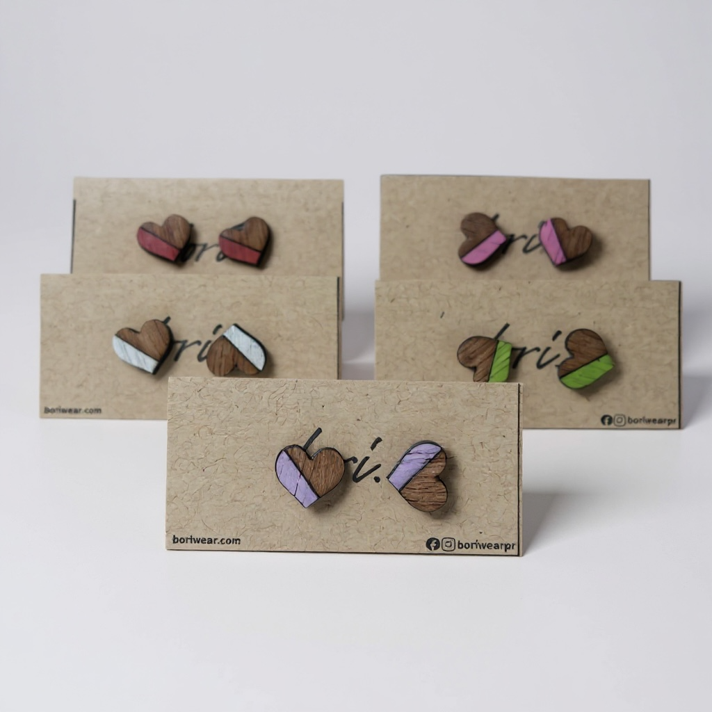 Two tone stud wood earrings